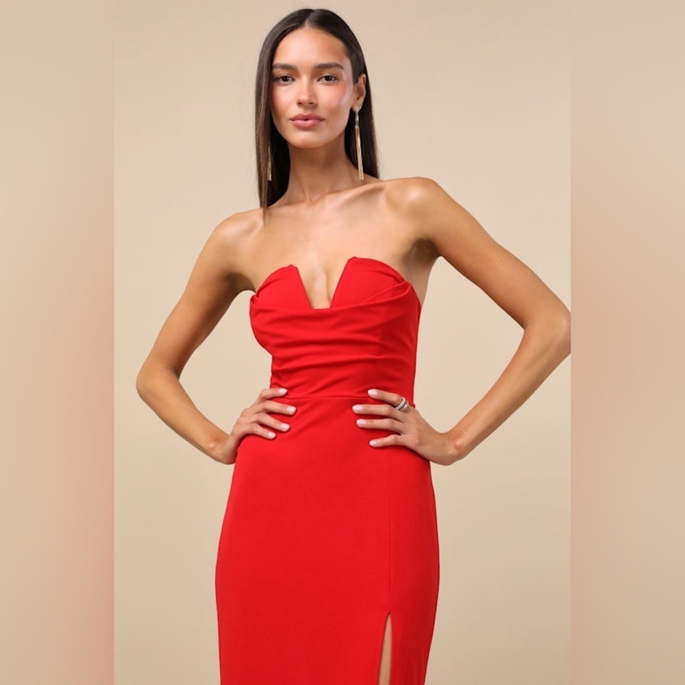 LULU’S EFFORTLESS RADIANCE STRAPLESS MERMAID MAXI DRESS - Picture 2 of 15